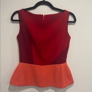 Red and Orange Peplum Top